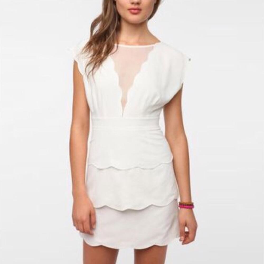 Urban Outfitters Coincidence & Chance White Tiered Mesh Panel Dress